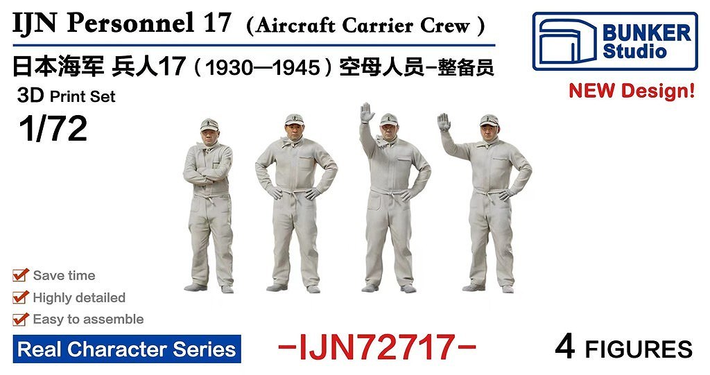 【新製品】IJN72717 日本海軍 フィギュアセット17 航空母艦整備兵 1930-1945 【ネコポス規格外】