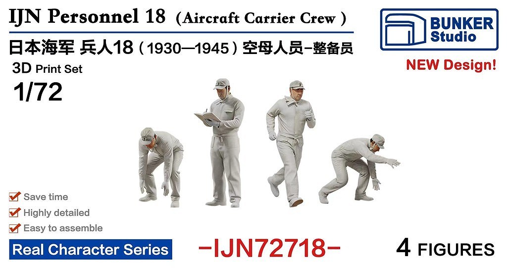 【新製品】IJN72718 日本海軍 フィギュアセット18 航空母艦整備兵 1930-1945 【ネコポス規格外】