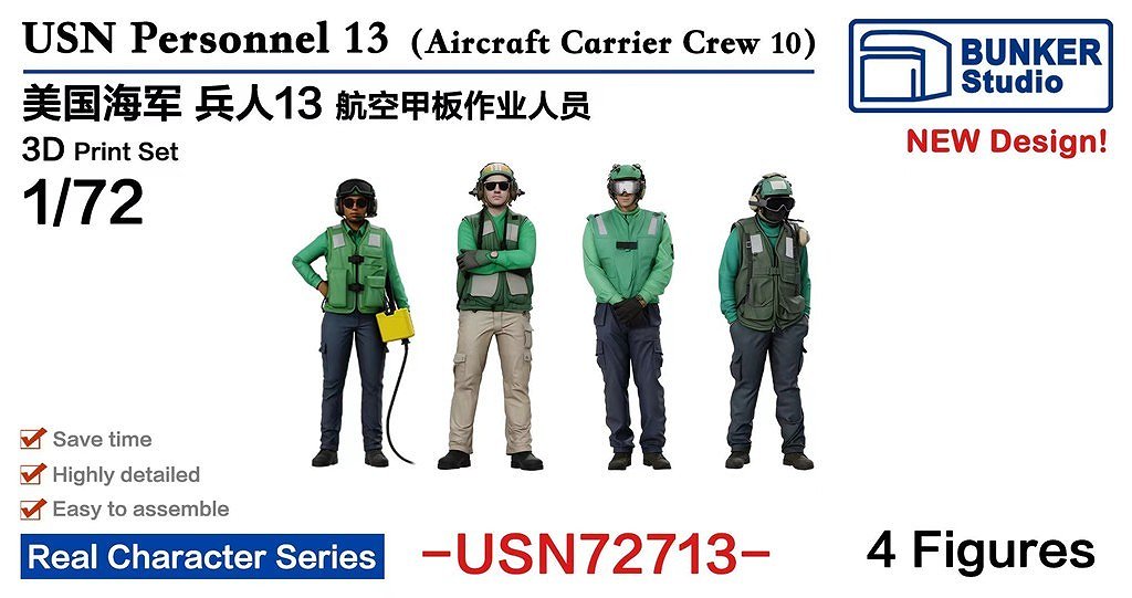 【新製品】USN72713 米国海軍 フィギュアセット13 航空母艦クルー10 【ネコポス規格外】