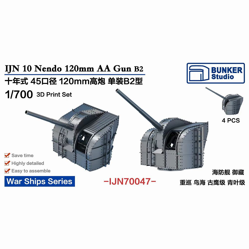 【新製品】IJN70047 日本海軍 45口径十年式12cm高角砲B2型 【ネコポス規格外】