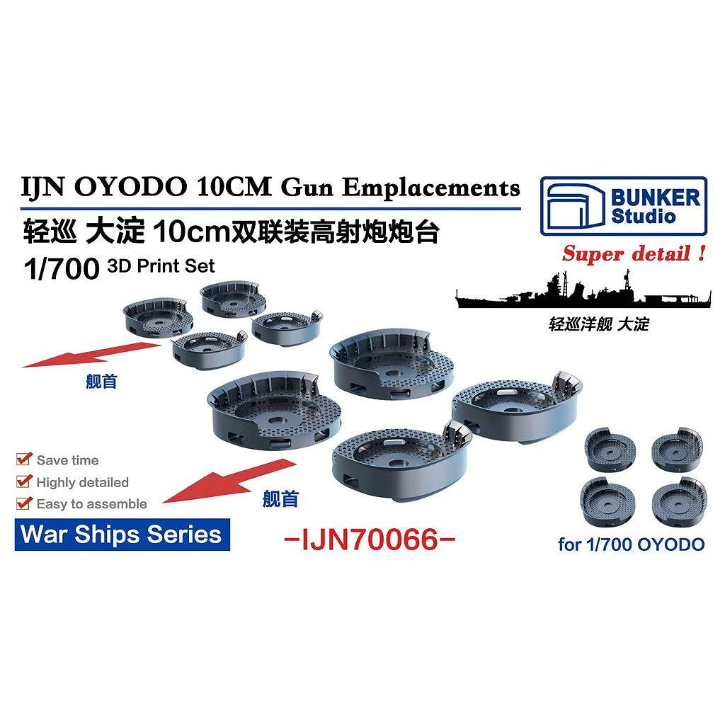 【新製品】IJN70066 日本海軍 軽巡洋艦 大淀 10cm連装高角砲台座 【ネコポス規格外】