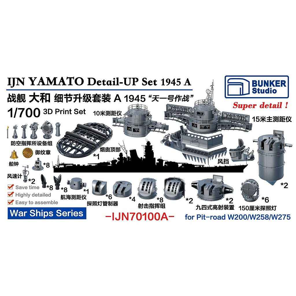 【新製品】IJN70100A 日本海軍 戦艦 大和 ディテールアップセットA 1945年 天一号作戦 バリューパック 【ネコポス規格外】
