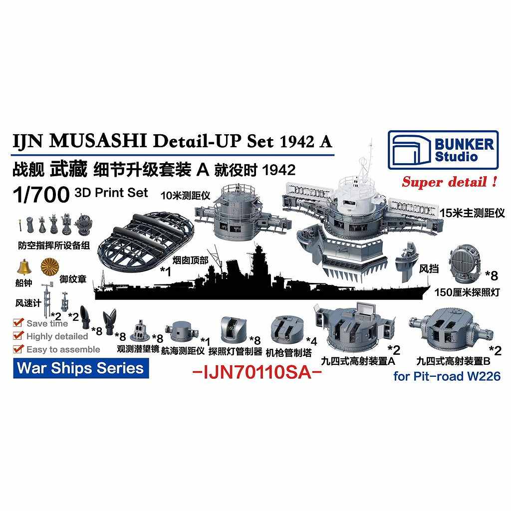 【新製品】IJN70110SA 日本海軍 戦艦 武蔵 ディテールアップセットA 1942年 【ネコポス規格外】