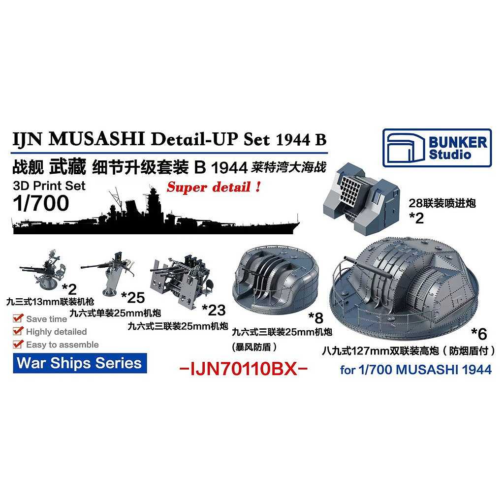 【新製品】IJN70110BX 日本海軍 戦艦 武蔵 ディテールアップセットB 1944年 レイテ沖海戦 【ネコポス規格外】