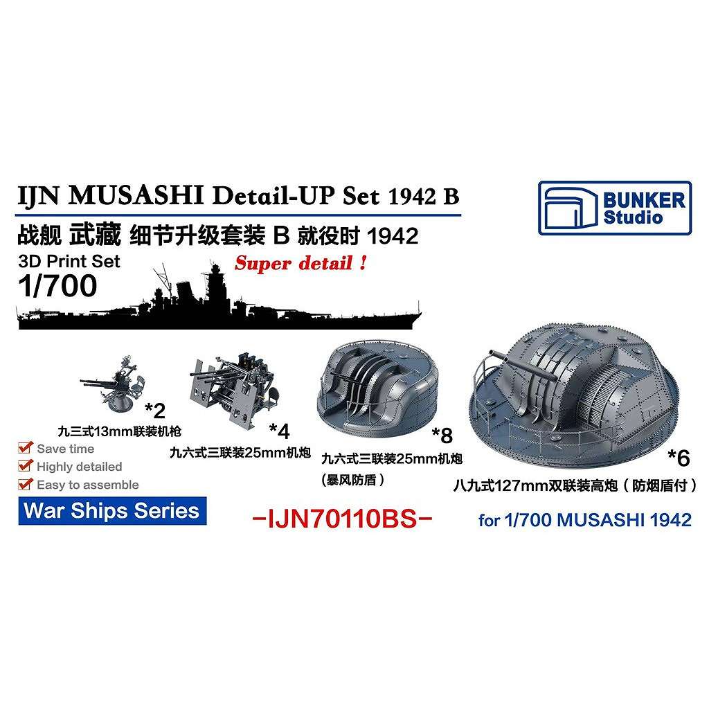 【新製品】IJN70110BS 日本海軍 戦艦 武蔵 ディテールアップセットB 1942年 【ネコポス規格外】