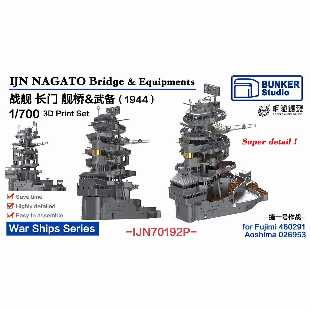 【新製品】IJN70192P 日本海軍 戦艦 長門 艦橋セット 1944 【ネコポス規格外】