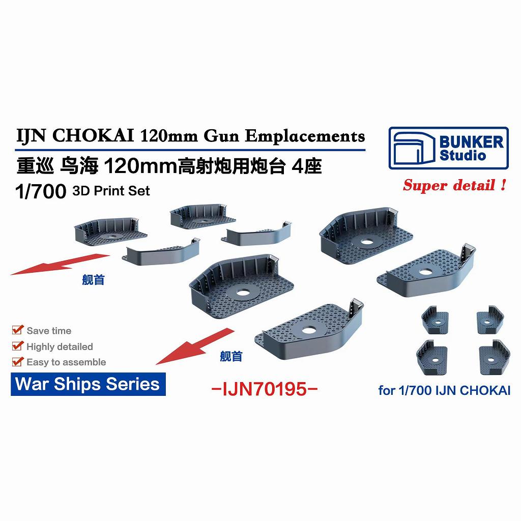 【新製品】IJN70195 日本海軍 重巡洋艦 鳥海 12cm高角砲台座 【ネコポス規格外】