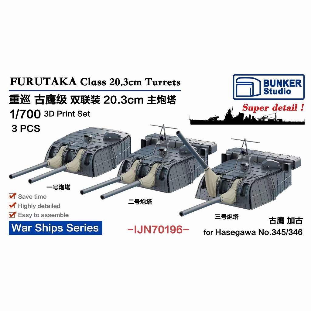 【新製品】IJN70196 日本海軍 古鷹型重巡洋艦 20.3cm主砲塔セット 【ネコポス規格外】