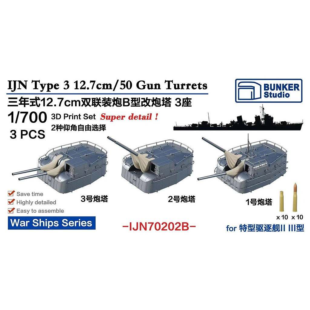 【新製品】IJN70202B 日本海軍 三年式12.7cm連装砲B型改 特型駆逐艦II型/III型 【ネコポス規格外】