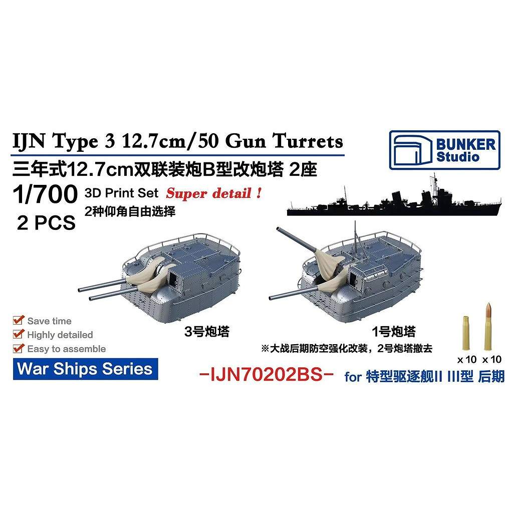 【新製品】IJN70202BS 日本海軍 三年式12.7cm連装砲B型改 特型駆逐艦II型/III型 【ネコポス規格外】