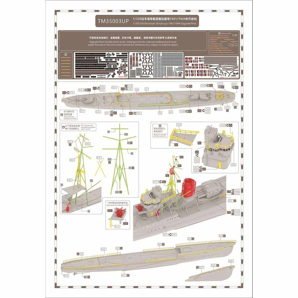【新製品】TM35003UP 日本海軍 駆逐艦 白露 1941年/1944年 アップグレードパーツセット
