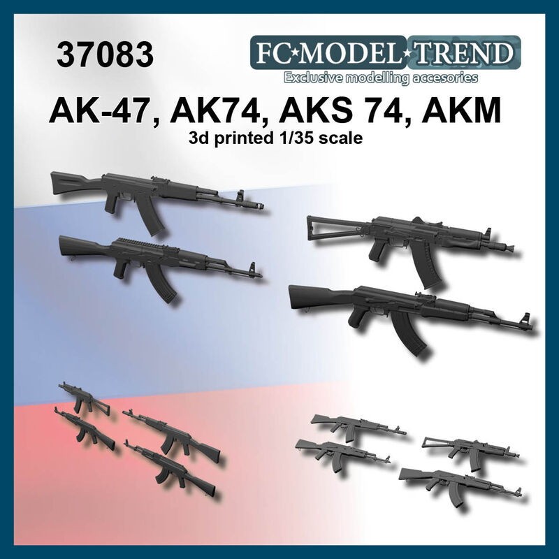 【新製品】37083 1/35 現用 露/ソビエト AK-47/AK-74/AKS-74/AKM自動小銃セット