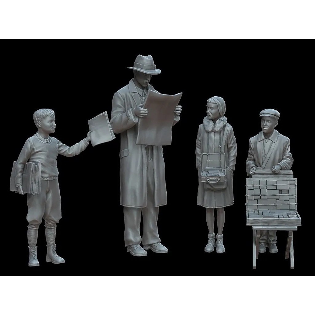【新製品】F72131 1/72 若い売り子たち（大人1、子供3)【ネコポス規格外】