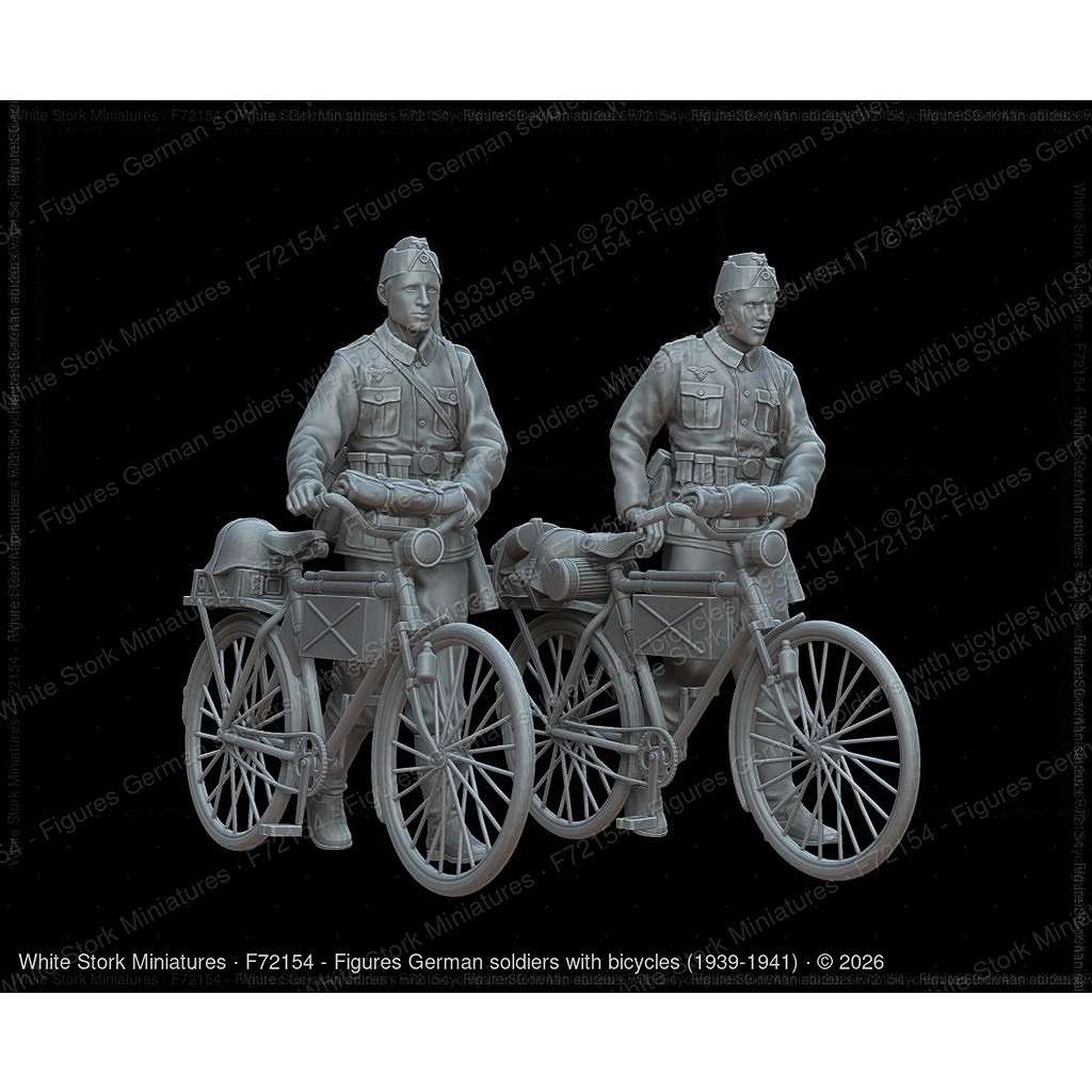 【新製品】F72154 1/72 自転車を引くドイツ兵2体(1939-1941) 【ネコポス規格外】
