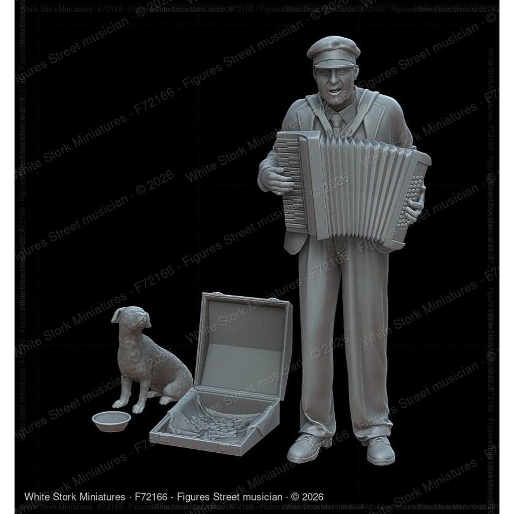 【新製品】F72166 1/72 アコーディオンを弾く街頭の音楽家と犬 【ネコポス規格外】