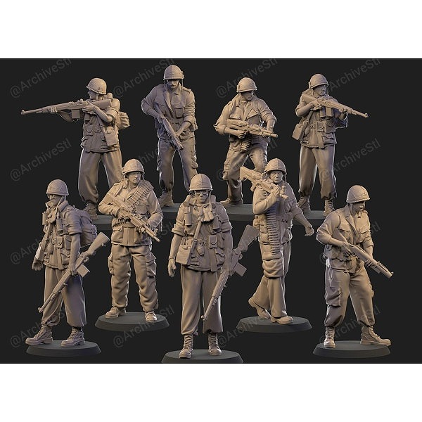 【新製品】72F026 ベトナム戦争 アメリカ兵セット 9体