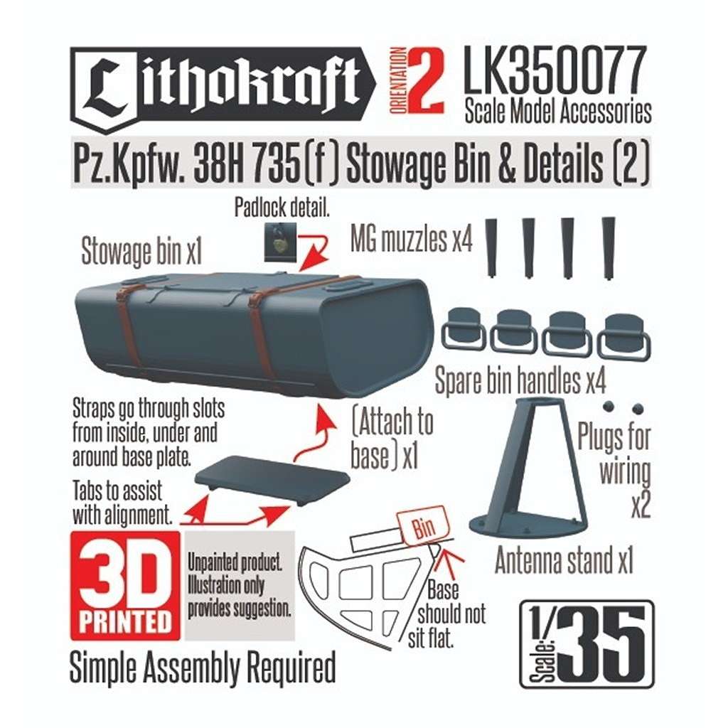 【新製品】LK35077 1/35 WWII ドイツ Pz.Kpfw.38H 735(f)(オチキスH35)用雑具箱&ディテールセット(2)