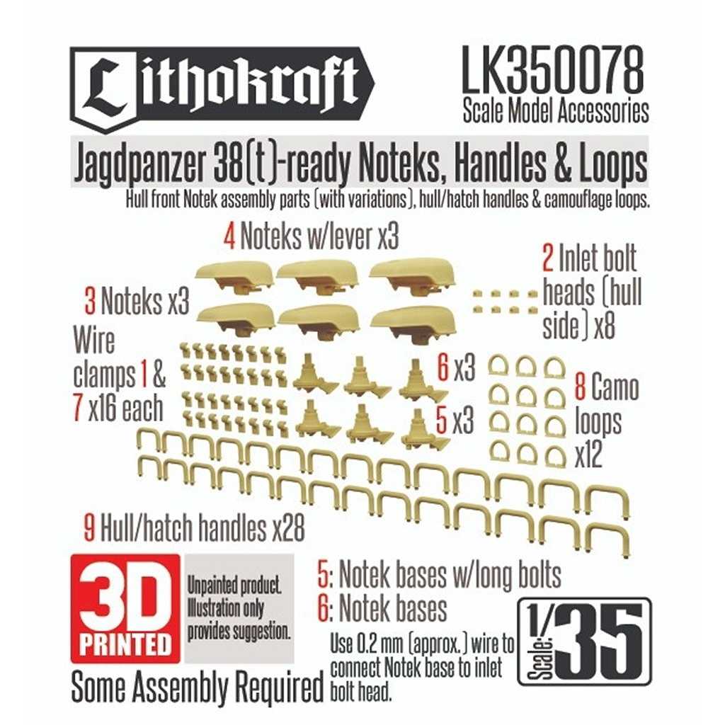 【新製品】LK35078 1/35 WWII ドイツ 駆逐戦車38(t) ヘッツァー ノテックライト/取っ手/タイダウンループセット