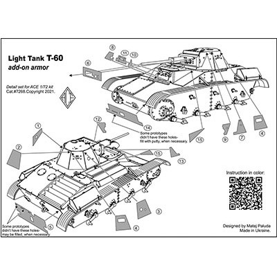 【新製品】7268)T-60 軽戦車用 エッチング増加装甲(ACEキット用）