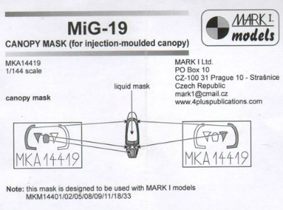 【新製品】MKA14419)MiG-19 キャノピーマスク