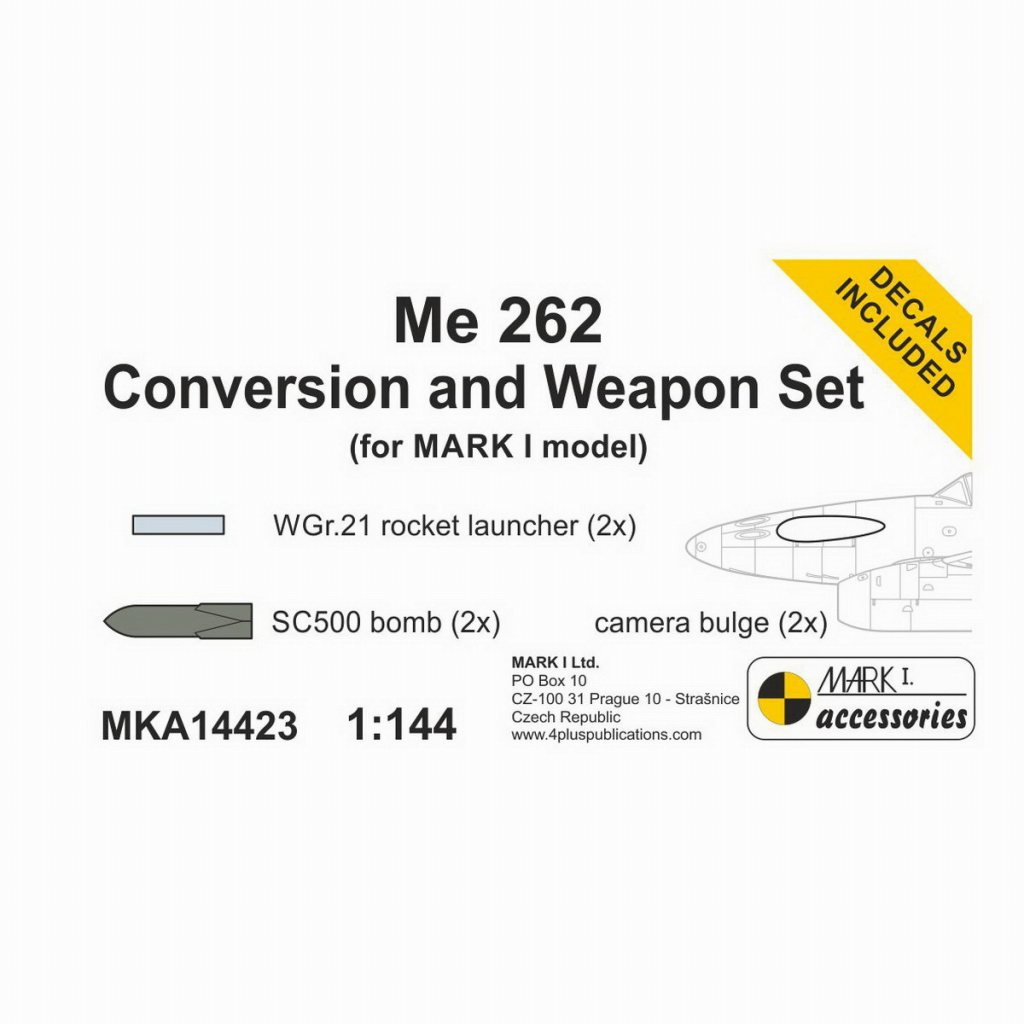 【新製品】MKA14423 Me262用武装&Me262A-1/U3偵察機改造パーツセット