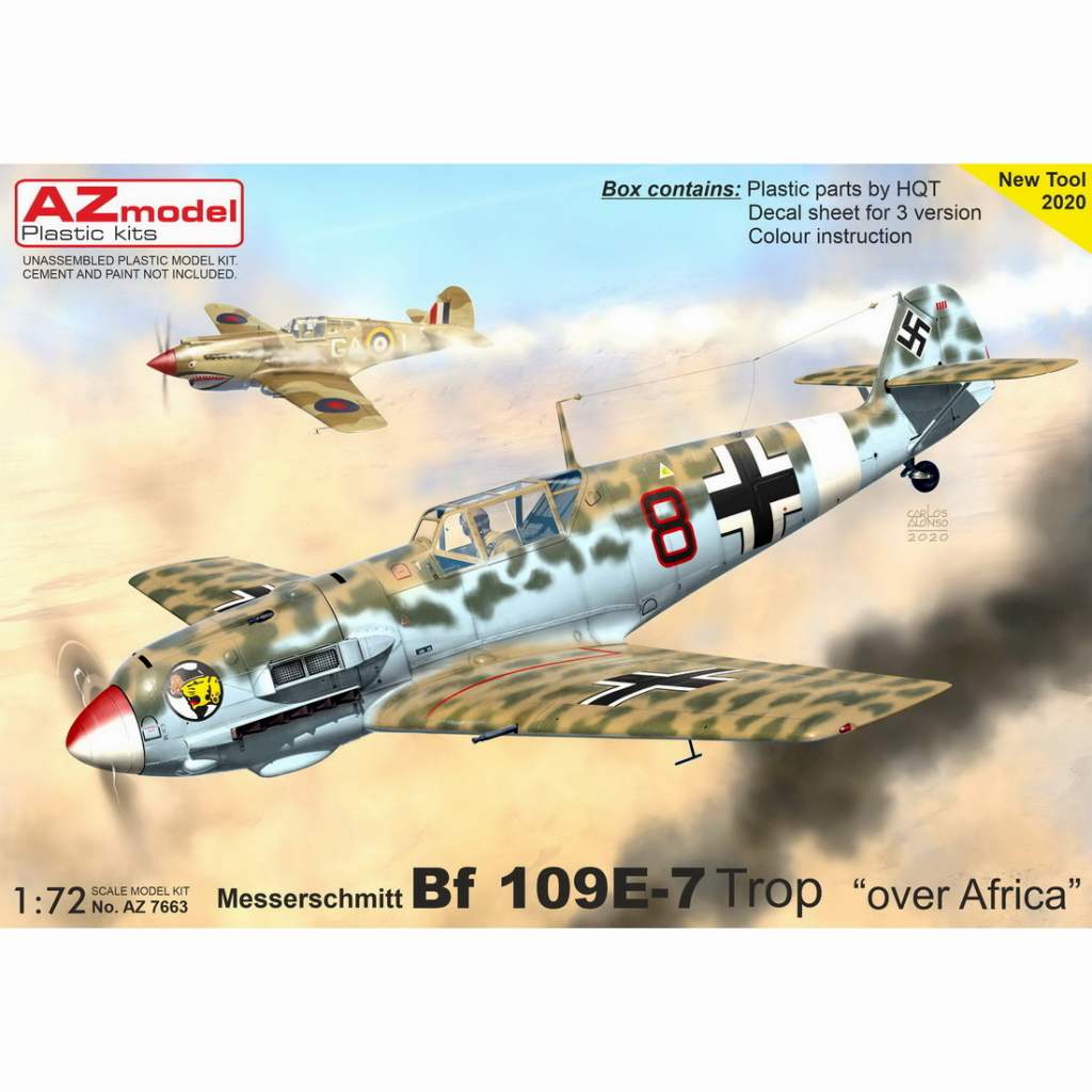 【新製品】AZ7663 メッサーシュミット Bf109E-7 アフリカ上空