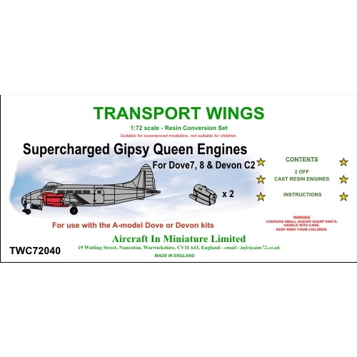 【新製品】TRANSPORT WINGS 72040 デ・ハビランド デボン/ダブ ジプシークイーン スーパーチャージャーエンジン