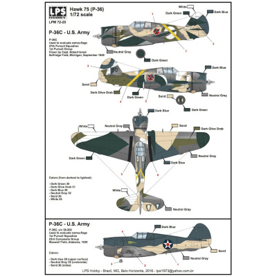 【新製品】LPS HOBBY LPM72-25)カーチス ホーク 75(P-36C) アメリカ陸軍