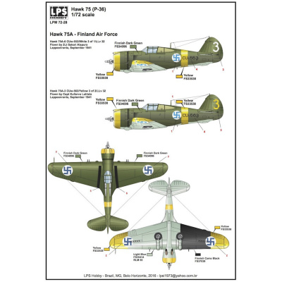 【新製品】LPS HOBBY LPM72-28)カーチス ホーク 75A(P-36) フィンランド空軍