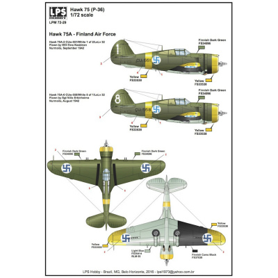 【新製品】LPS HOBBY LPM72-29)カーチス ホーク 75A(P-36) フィンランド空軍