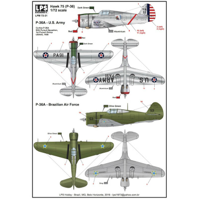 【新製品】LPS HOBBY LPM72-31)カーチス ホーク 75(P-36A) アメリカ陸軍/ブラジル空軍