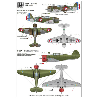 【新製品】LPS HOBBY LPM72-32)カーチス ホーク 75A-2(P-36A) フランス空軍/ブラジル空軍