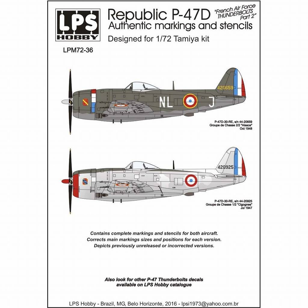 【新製品】LPS HOBBY LPM72-36)リパブリック P-47D サンダーボルト フランス空軍 Pt.2