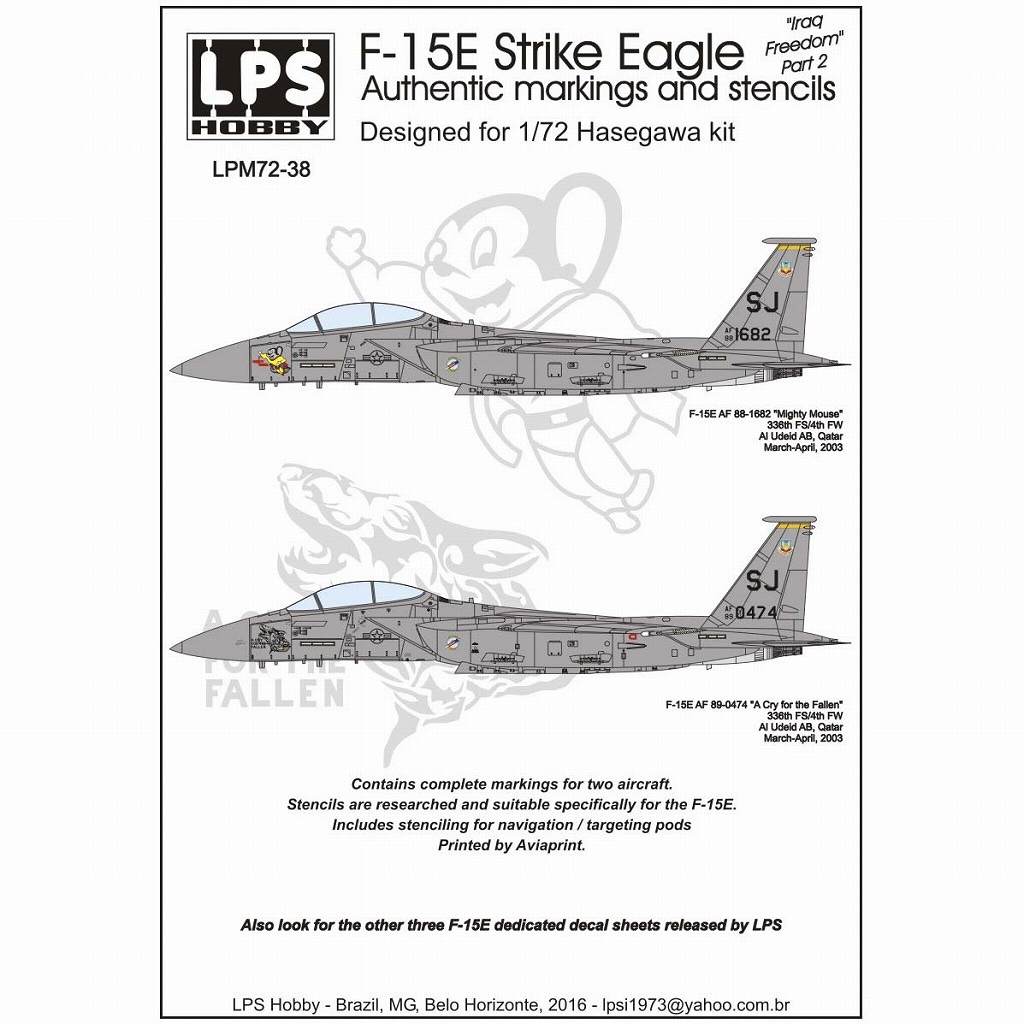 【新製品】LPS HOBBY LPM72-38)F-15E ストライクイーグル イラクフリーダム Pt.2