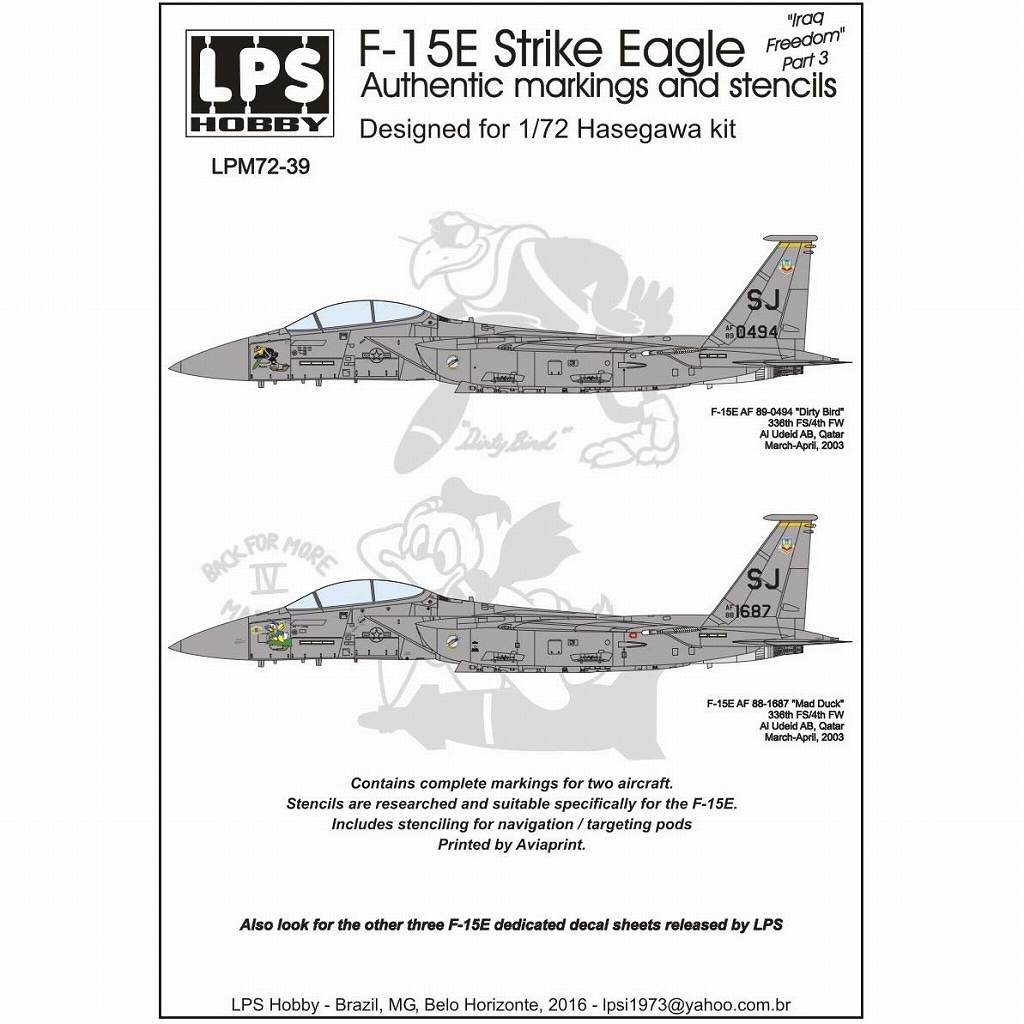 【新製品】LPS HOBBY LPM72-39)F-15E ストライクイーグル イラクフリーダム Pt.3