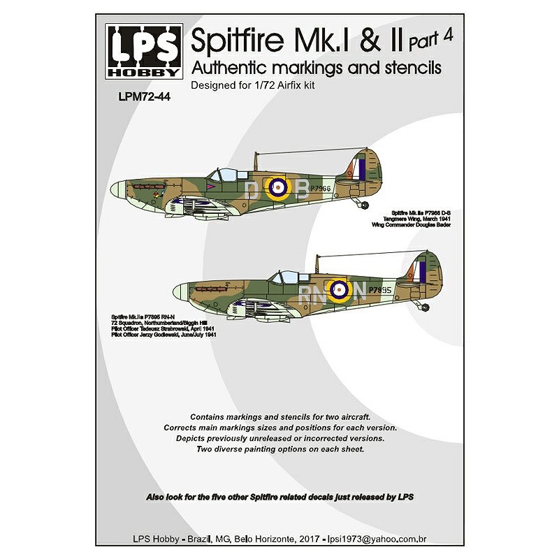 【新製品】LPS HOBBY LPM72-44)スーパーマリン スピットファイア Mk.I/II Pt.4