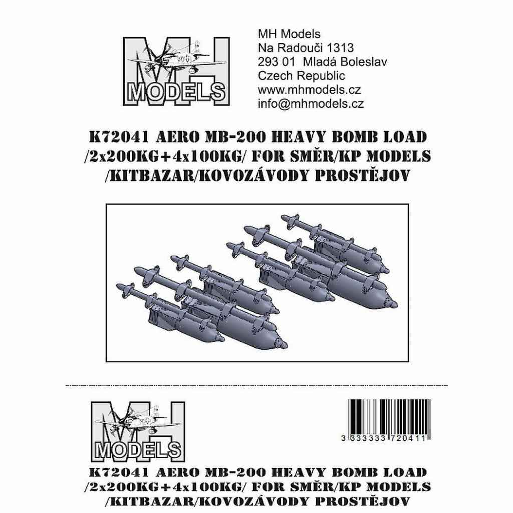 【新製品】MHモデルズK72041 1/72 アエロ MB-200用爆弾w/爆弾架セット (スマ―/KPモデル用)