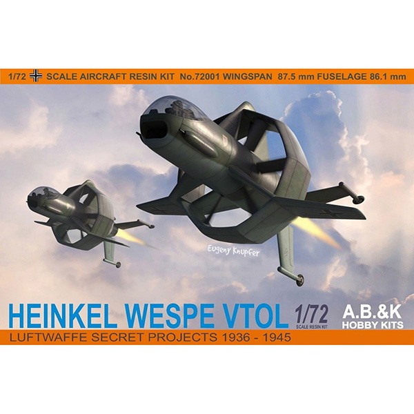 【新製品】A.B.&Kホビーキッツ 72001 ハインケル ヴェスぺ 垂直離着陸迎撃機