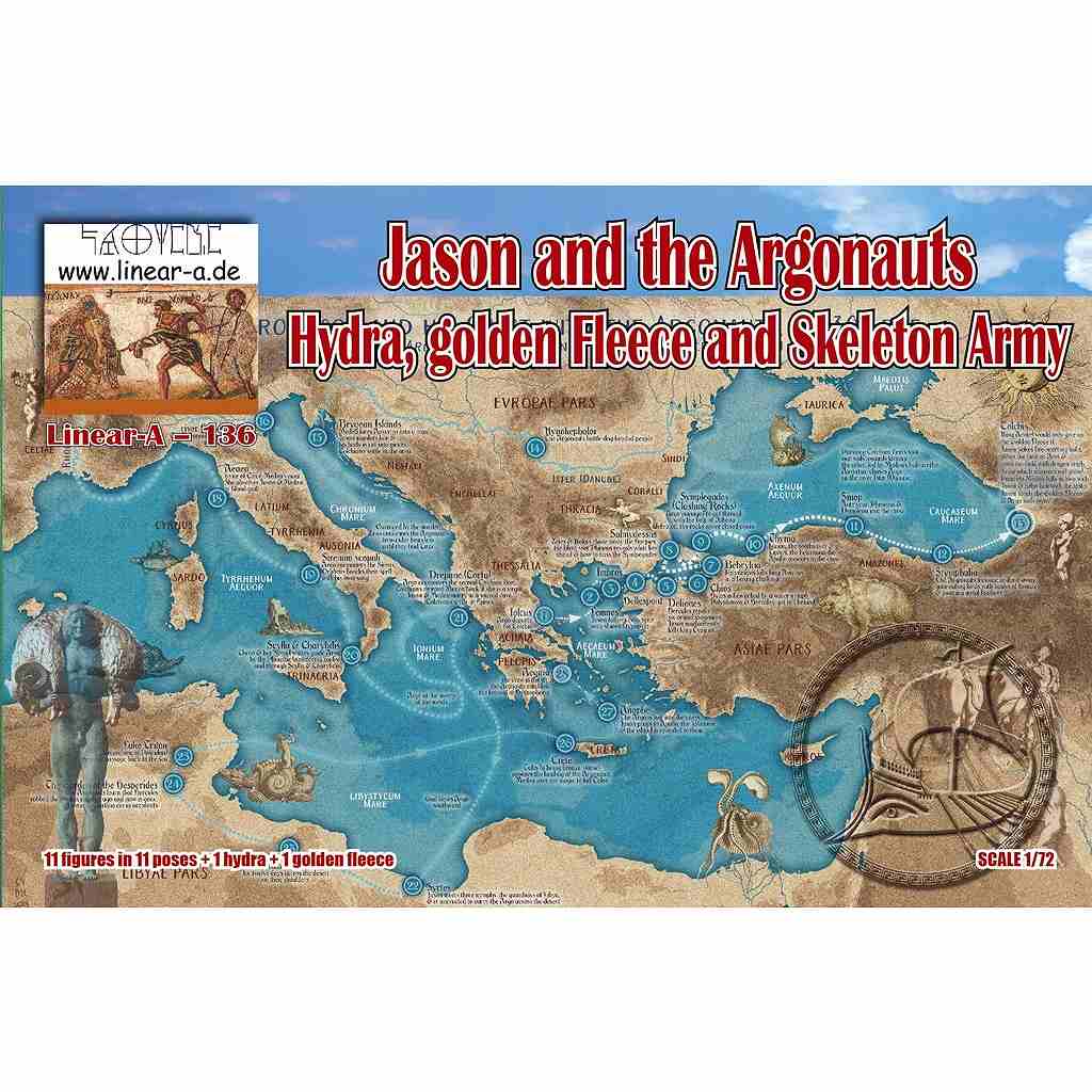 【新製品】LA136 『アルゴ探検隊の大冒険』(1963年版) ： ジェイソンとアルゴナウタイ、ヒュドラ、金羊毛、スケルトン軍団 セット2 (3Dプリント)