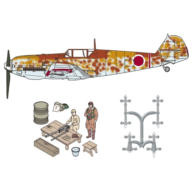 【新製品】48995 メッサーシュミット Bf109 E-7 日本陸軍 w/整備情景セット②