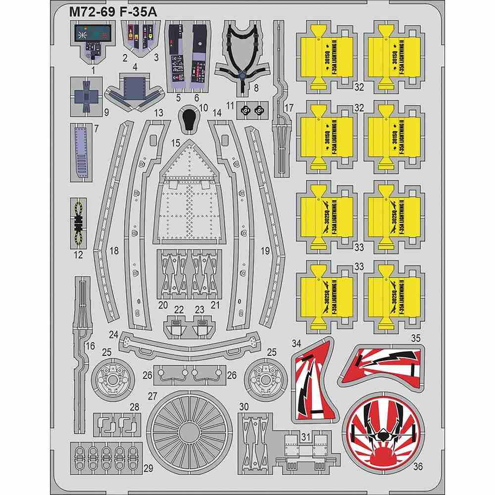 【新製品】M72-69 1/72 F-35A ライトニングII用 エッチングパーツ