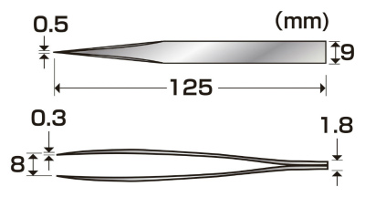 【新製品】AL-K64)職人堅気 精密ピンセット ビル 0.5mm幅（先細タイプ）