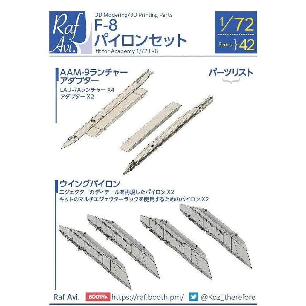 【新製品】Raf Avi.7242)1/72 F-8E/J クルセイダー パイロンセット(アカデミー用)