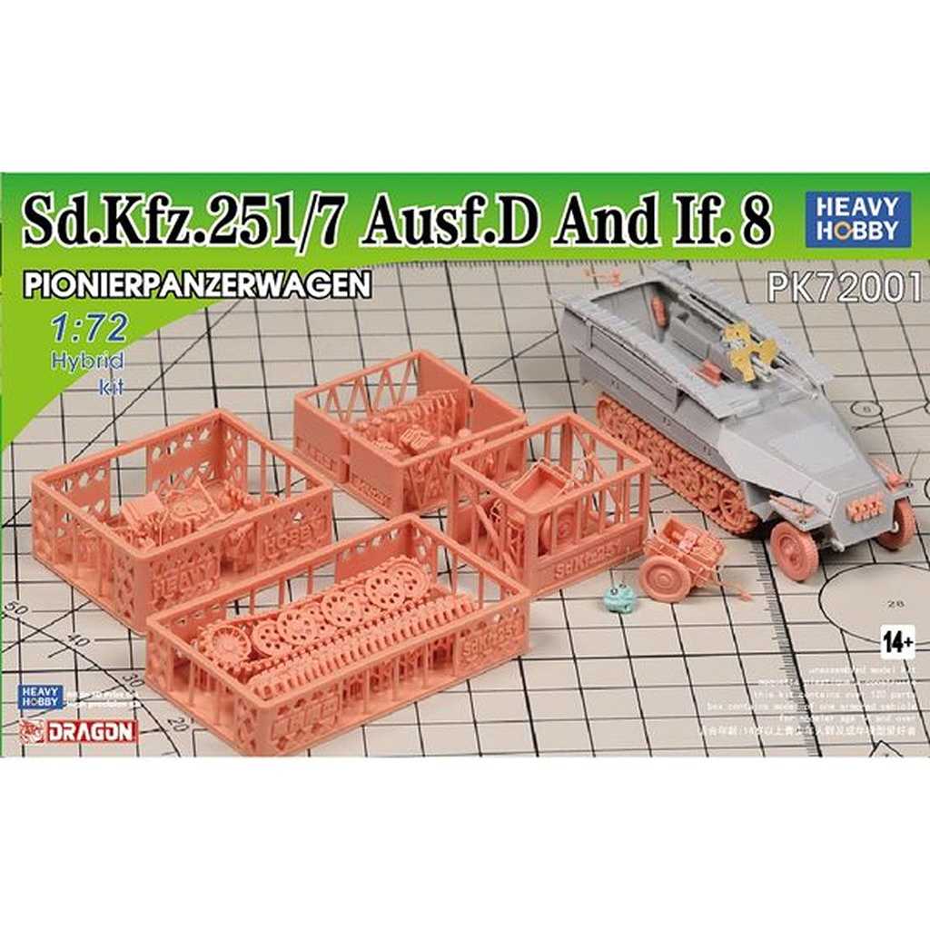 【新製品】PK72001 1/72 WW.II ドイツ軍 Sd.Kfz.251/7 D型w/If.8 トレーラー (2 IN 1)