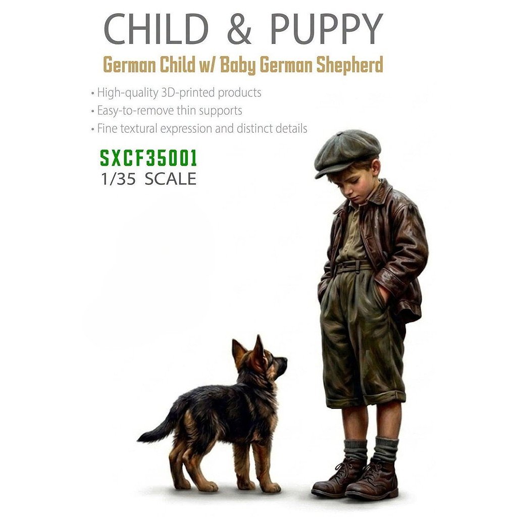 【新製品】SCENIX Studio SXCF35001 1/35 WWII 「チャイルド&パピー」ドイツの子供とジャーマン・シェパードの子犬