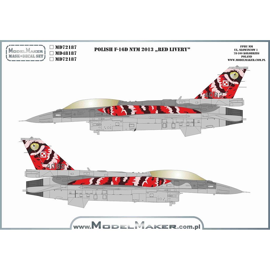 【新製品】モデルメーカーデカール D72187 ポーランド F-16D NTM 2013 レッドリバリー