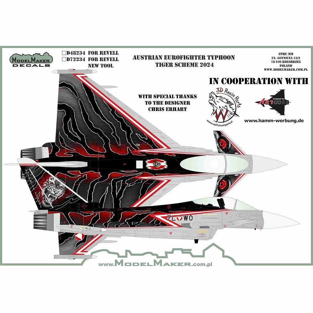 【新製品】モデルメーカーデカール D72234 オーストリア空軍 ユーロファイター タイフーン タイガーミート 2024