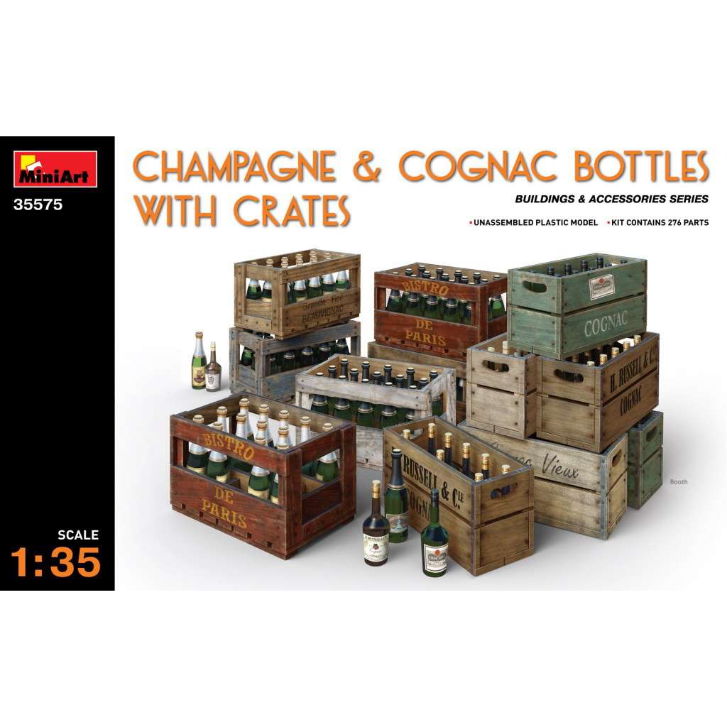 【新製品】35575)シャンパン＆コニャックボトル 木枠箱付