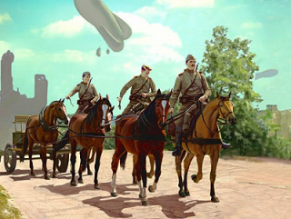【新製品】[4823044401802] 35482)露 師団砲牽引馬車リンバー 兵士3体&馬6頭