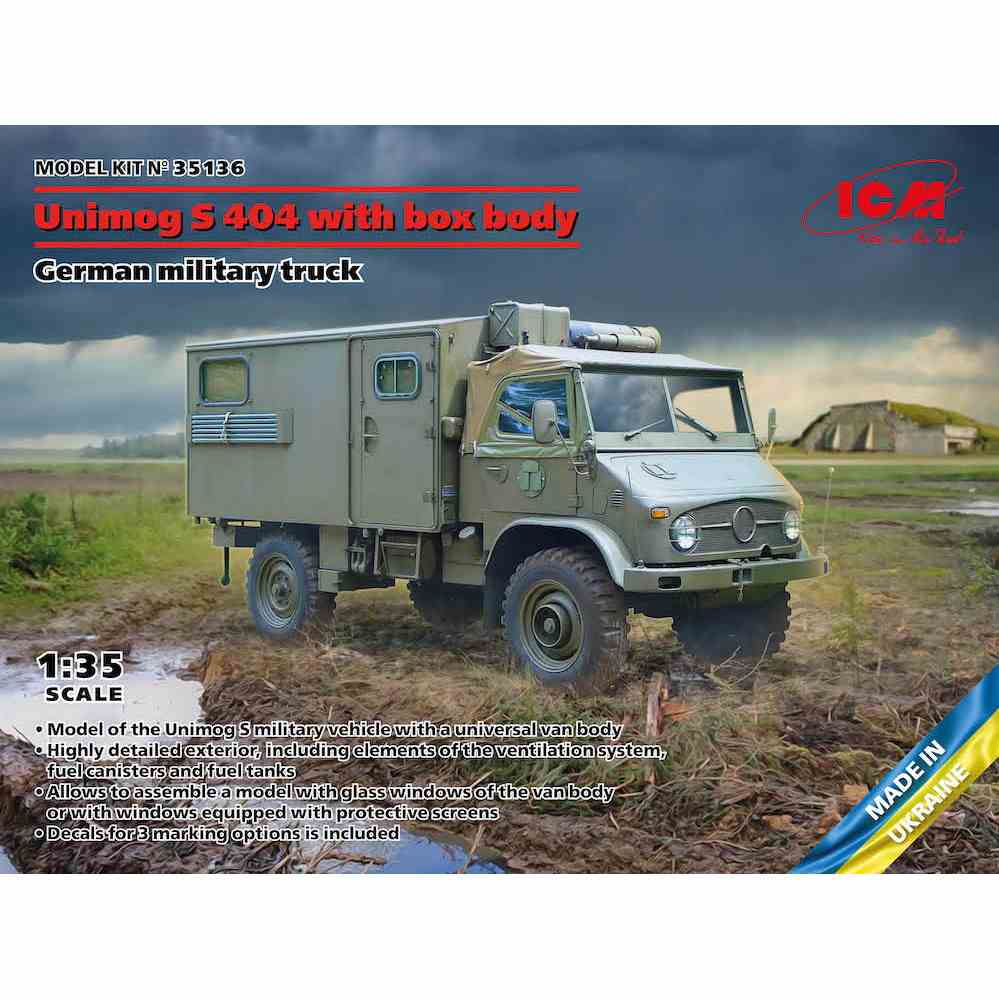 【新製品】35136 ウニモグ S404 ボックスボディ ドイツ軍用トラック